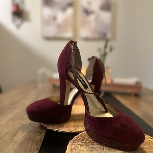 Elegant Burgundy Platform Heels